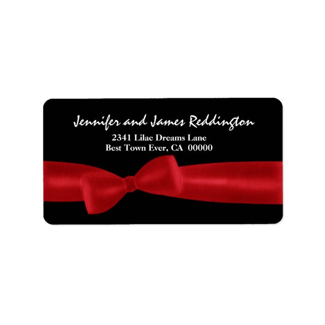 Étiquette Bow rouge romantique sur Arrière - plan noir (Devant)
