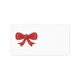 Étiquette Bow Ruban Rouge. En blanc.