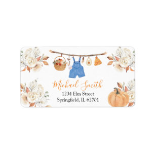 Étiquette Boy Clothes Citrouille Baby shower d'automne Adres
