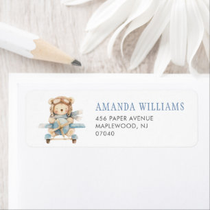 Étiquette Boy Teddy Bear Baby shower Adresse de retour Label