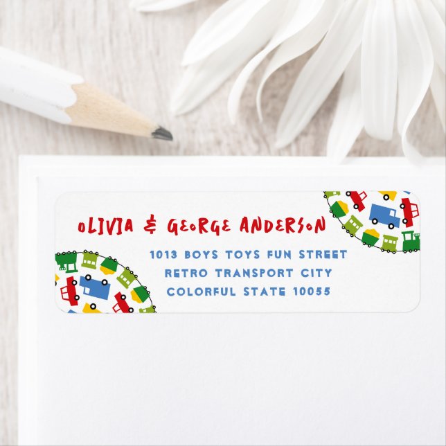 Étiquette Boys Jouets Transport Voiture Truck Adresse du tra (En situation)