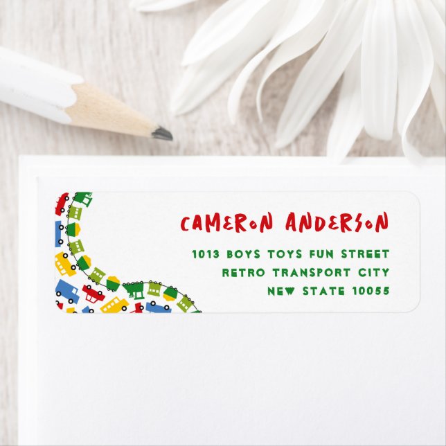 Étiquette Boys Jouets Transport Voiture Truck Adresse du tra (En situation)