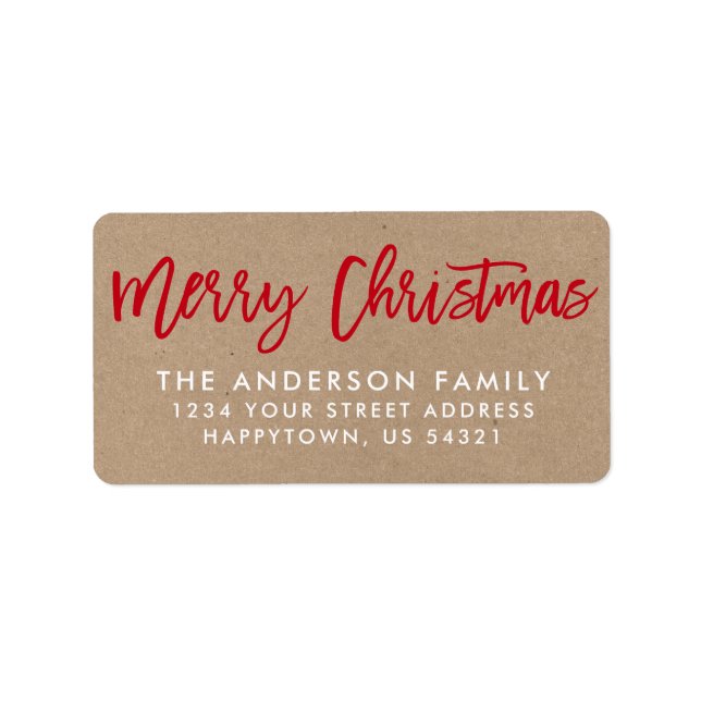 Étiquette Bracelet Script Star Joyeux Noël Kraft (Devant)