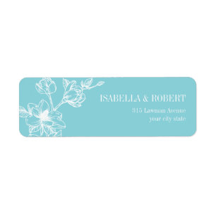 Étiquette Branche de Magnolia   bleu pâle   Retour Mariage