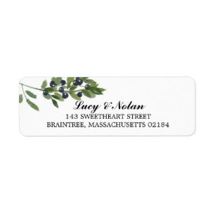 Étiquette Branche d'olive aquarelle   Adresse de retour