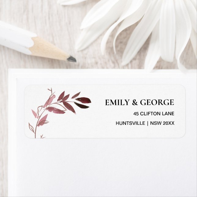 ÉTIQUETTE BRANCHE ROSE BLUSH FAUNA WATERCOLOR FEUILLE BRANCH (En situation)