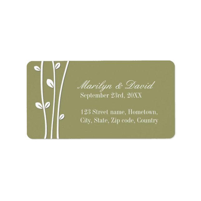 Étiquette Branches blanches en feuilles (Devant)