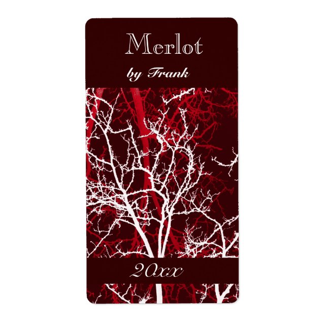 Étiquette branches d'arbre d'hiver bouteille de vin étiquett (Devant)