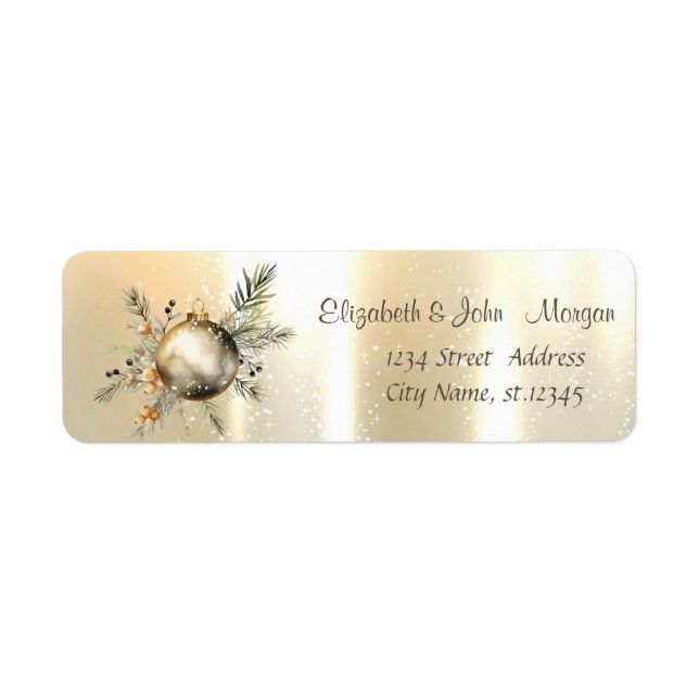 Étiquette Branches de pin Peinture aquarelle Boule de Noël (Devant)