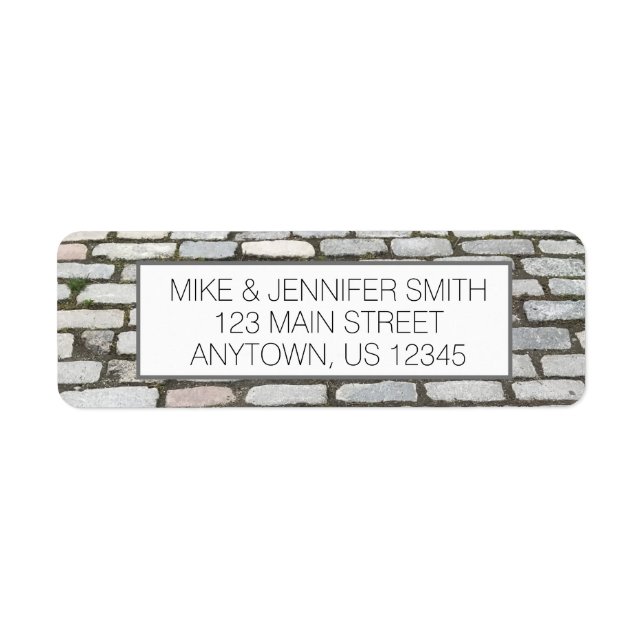 Étiquette Brick Cobblestone Street Pathway Nature Photograph (Devant)