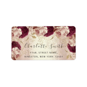 Étiquette Bride RSVP Mariage événement Floral Rose Marsala