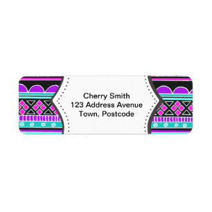 Étiquette Bright Blue et violet motif tribal