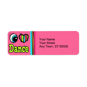 Étiquette Bright Eye Heart I Love Dance