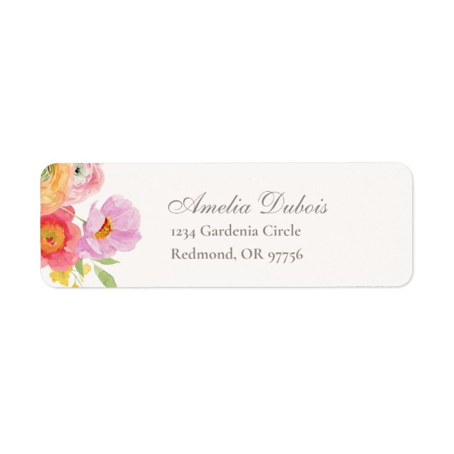 Étiquette Bright Floral Wedding Return Address Labels (Devant)