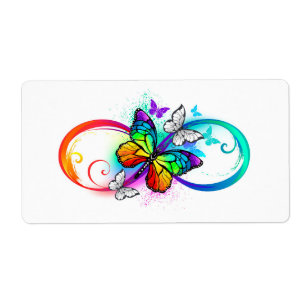 Étiquette Bright infinity with rainbow butterfly