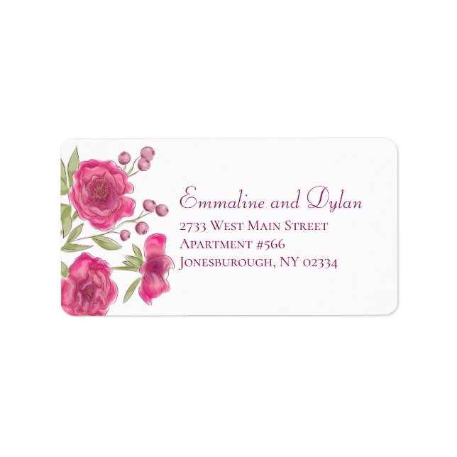 Étiquette Bright Pink Rose Wedding Address Labels (Devant)