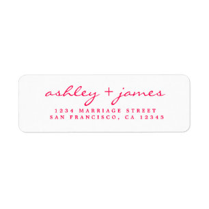 Étiquette Bright Pink Script Élégant Mariage Adresse de reto