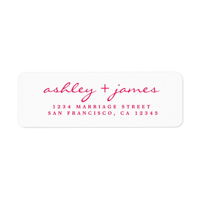 Étiquette Bright Pink Script Élégant Mariage Adresse de reto (Devant)
