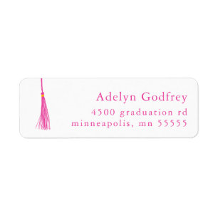 Étiquette Bright Pink Tassel Graduation Adresse de retour
