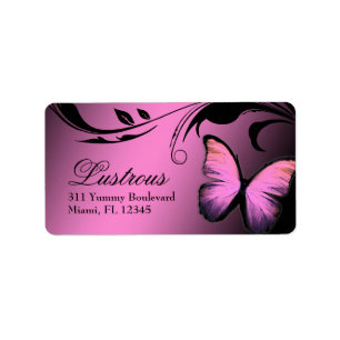 Étiquette brillant de tacaud de rose du papillon