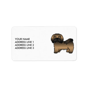 Étiquette Brindle Havanese Cute Cartoon Dog & Custom Text