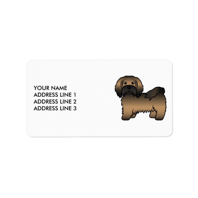 Étiquette Brindle Havanese Cute Cartoon Dog & Custom Text (Devant)