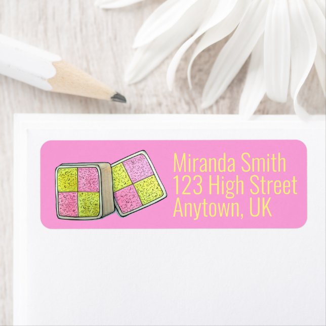 Étiquette British Battenberg Marzipan Sponge Cake UK Food (En situation)