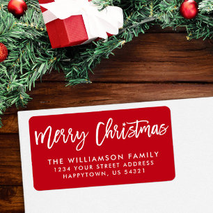 Étiquette Brosse Script Star Joyeux Noël Famille