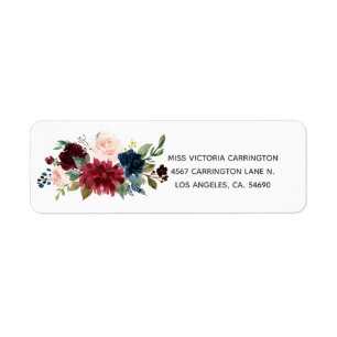 Étiquette Brousse rose Bourgogne Floral Élégant Joli Mariage