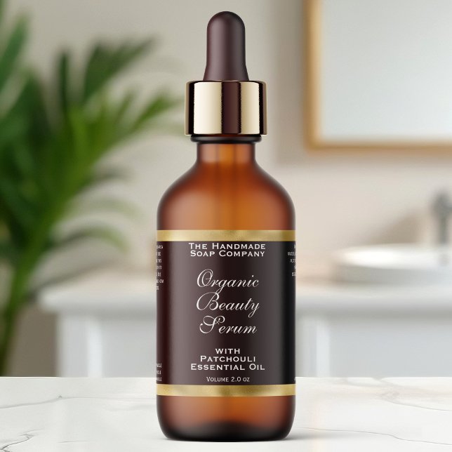 Étiquette Brown and Gold Cosmetics Dropper Bottle Label (Créateur téléchargé)