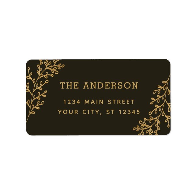 Étiquette Brown Berry Sprig Adresse de remplissage (Devant)