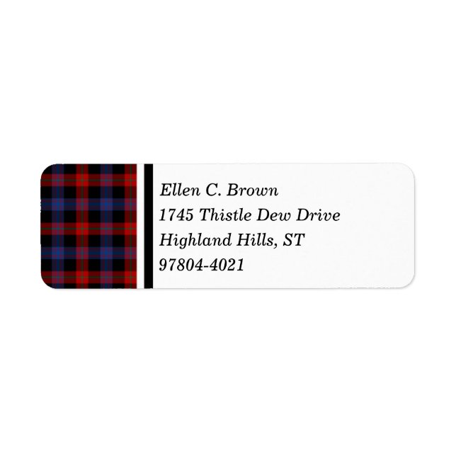 Étiquette Brown Clan rouge et bleu Tartan écossais (Devant)