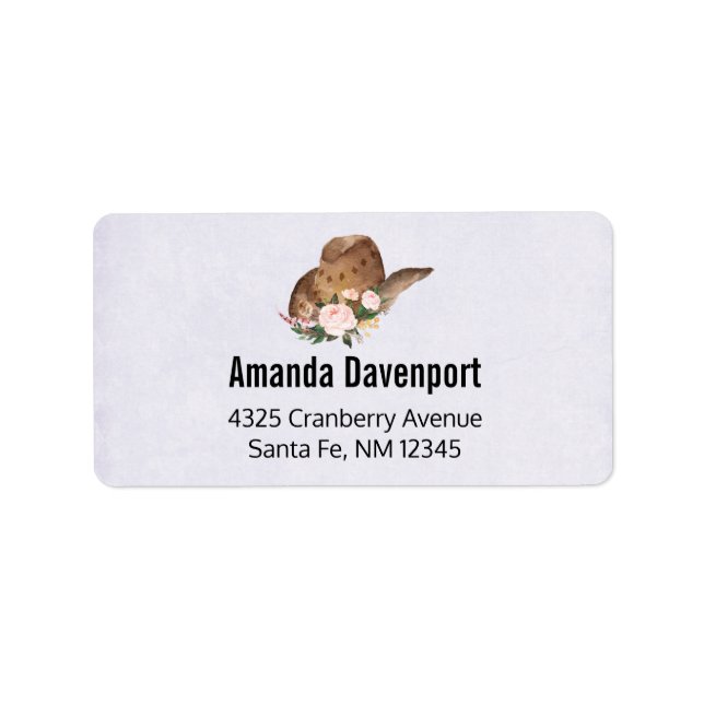 Étiquette Brown Cowgirl Hat with Pink Flowers (Devant)