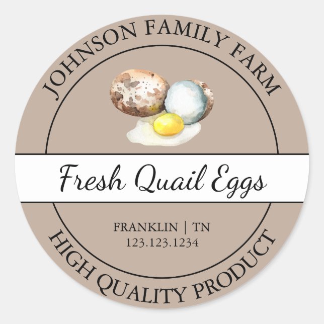 Étiquette Brown d'oeufs de caille frais de ferme (Devant)