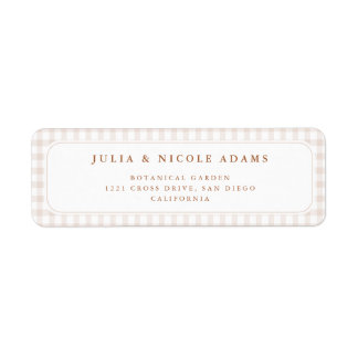 Étiquette Brown Gingham Teddy Bear Neutral Baby Shower Paper