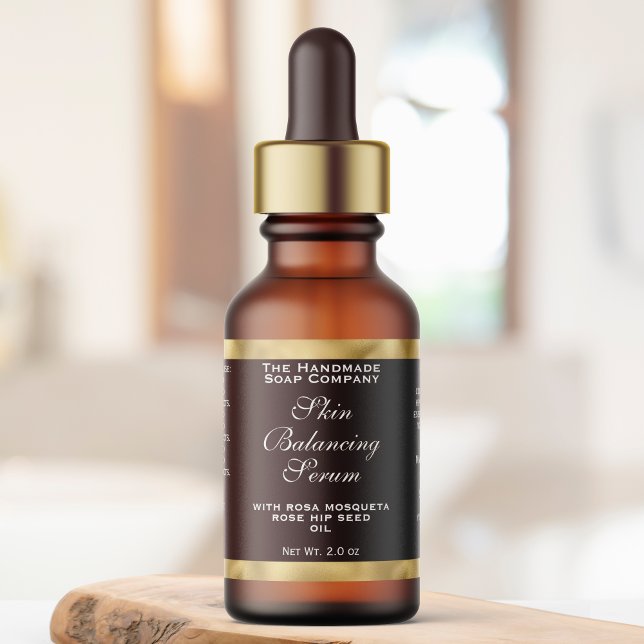 Étiquette Brown & Gold Small Cosmetics Dropper Bottle Label  (Créateur téléchargé)