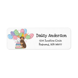 Étiquette Brown Tan Aussiedoodle Anniversaire Adresse de ret