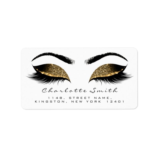 Étiquette Browns Gold Makeup Lash Adresse de retour Étiquett (Devant)
