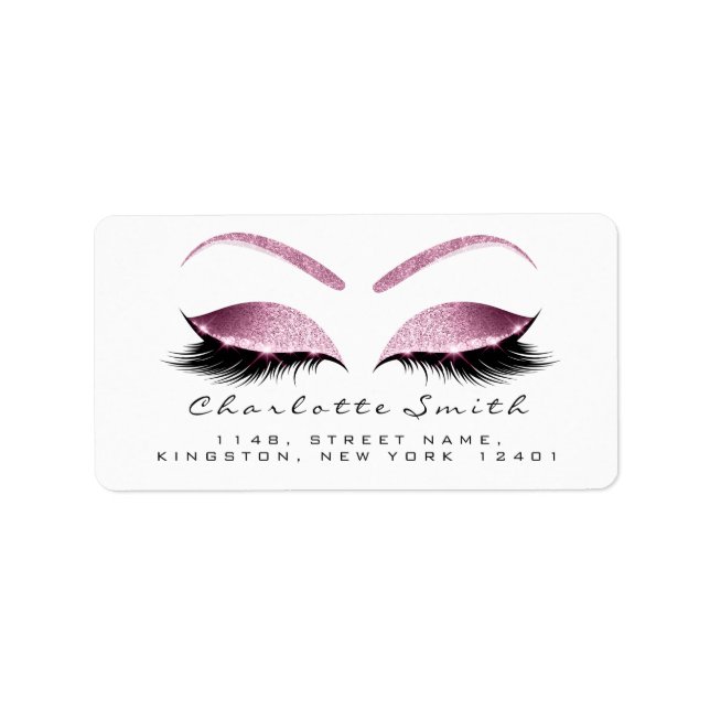 Étiquette Browns Pink Makeup Lash Adresse de retour Étiquett (Devant)