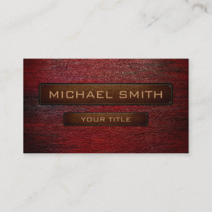 Étiquette brune simili cuir rouge foncé