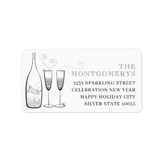 Étiquette Bubbly Champagne Argent Bravo Adresse élégante