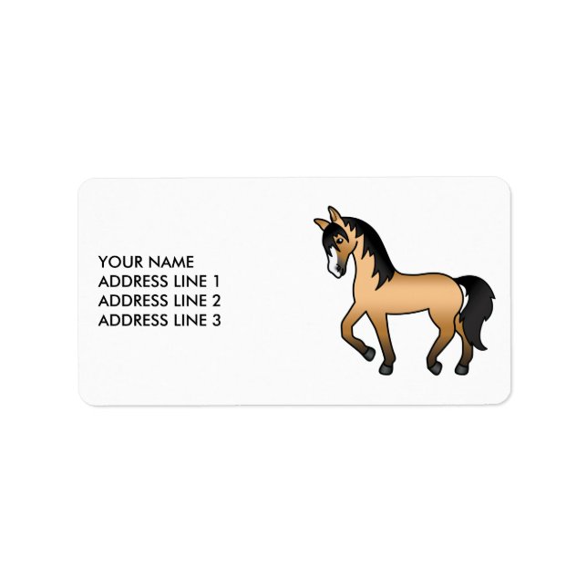 Étiquette Buckskin Cute Cartoon Trotting Horse & Custom Text (Devant)