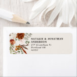Étiquette Budget élégant mariage floral en terre cuite noire<br><div class="desc">Eau rustique budget mariage floral étiquette de adresse Avec belle rouille,  terre cuite,  rose vif,  noir et sauge vert pampas herbe eucalyptus aquarelle détails. Ce design mariage moderne est sûr de donner le style pour votre grand jour.</div>