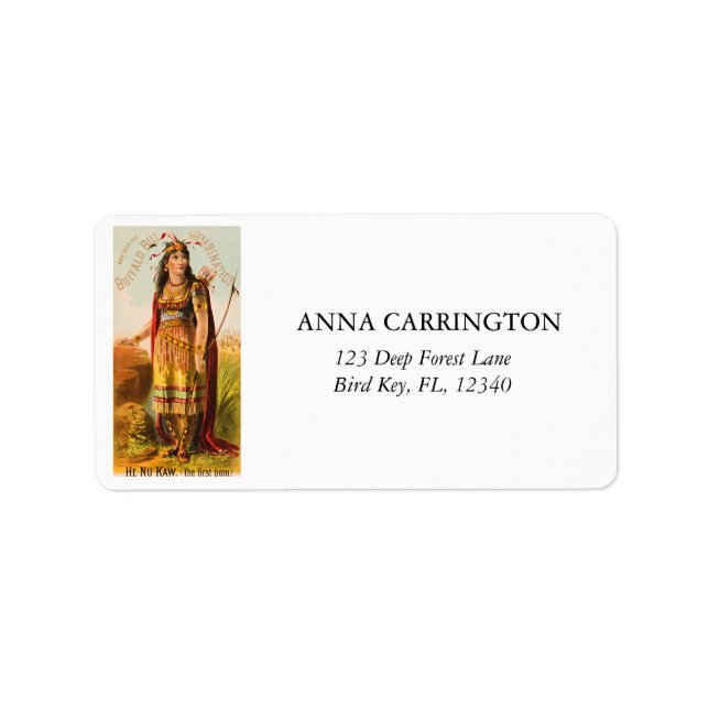 Étiquette Buffalo Bill Handsomest Indian Maiden 1880 (Devant)