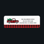 Étiquette Buffalo Plaid Red Vintage Camion Christmas Address<br><div class="desc">Buffalo Plaid Red Vintage Truck Christmas Return Address label - What a lovely way to add a solive touch to your correspondance. Return address label fea red buffalo plaid vintage truck carrying Christmas trees. Address label is part of a collection. Designed by Beverly Arena-Bainbridge Homespun Cottage Designs E: homespuncottagedesigns@gmail.com</div>