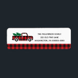 Étiquette Buffalo Plaid Red Vintage Camion Christmas Address<br><div class="desc">Buffalo Plaid Red Vintage Truck Christmas Return Address label - What a lovely way to add a solive touch to your correspondance. Return address label fea red buffalo plaid vintage truck carrying Christmas trees. Address label is part of a collection. Designed by Beverly Arena-Bainbridge Homespun Cottage Designs E: homespuncottagedesigns@gmail.com</div>