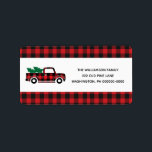 Étiquette Buffalo Plaid Red Vintage Camion Christmas Address<br><div class="desc">Buffalo Plaid Red Vintage Truck Christmas Return Address label - What a lovely way to add a solive touch to your correspondance. Return address label fea red buffalo plaid vintage truck carrying Christmas trees. Address label is part of a collection. Designed by Beverly Arena-Bainbridge Homespun Cottage Designs E: homespuncottagedesigns@gmail.com</div>