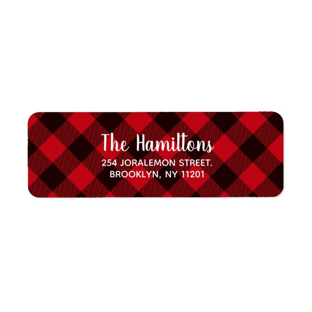 Étiquette Buffalo Rouge et noir Plaid Motif Noël (Devant)