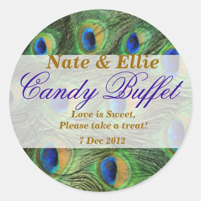 Étiquette Buffet Peacock Feather Candy (Devant)