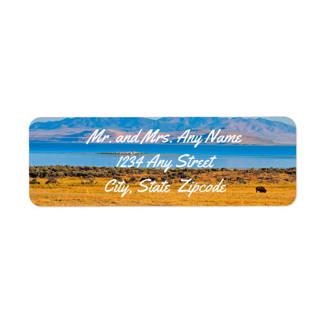 Étiquette Buffle de pâturage, Grand lac de sel, Utah (Devant)